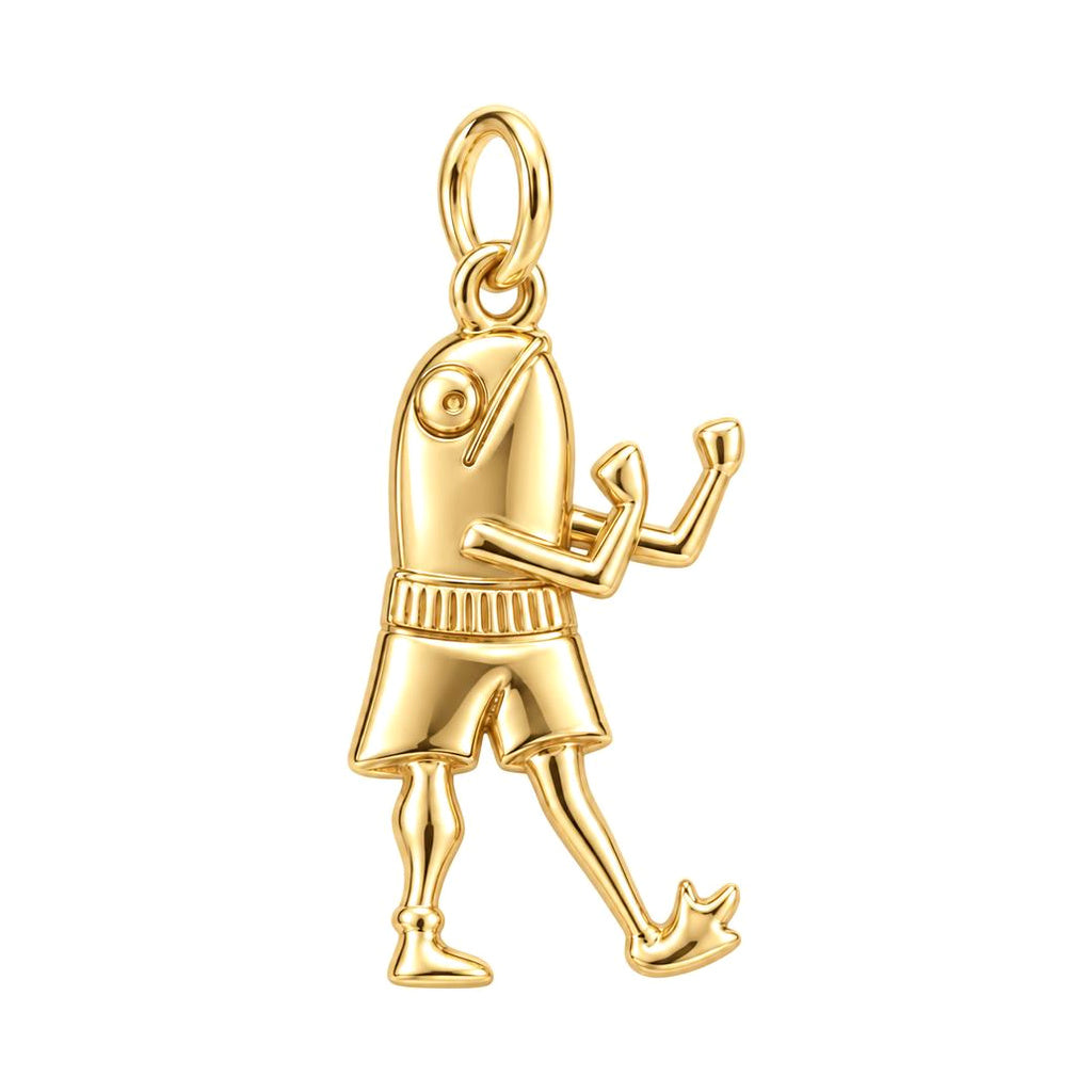 Boxing Fish Charm Bracelet – Personalized Athlete Gift – 18K gold charm, front view