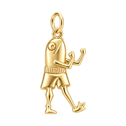 Boxing Fish Charm Bracelet – Personalized Athlete Gift – 18K gold charm, front view