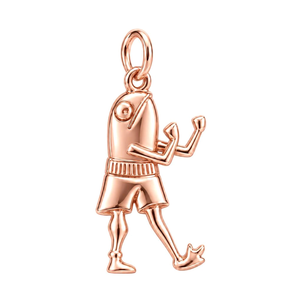 Boxing Fish Charm Bracelet – Personalized Athlete Gift – rose gold charm, front view