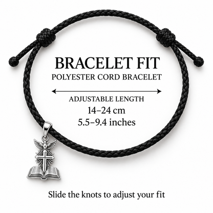 Holy Spirit Cross Bible Charm and Polyester Cord Bracelet Set Gift