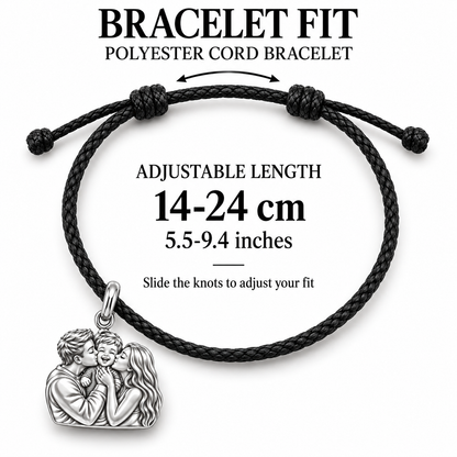 Family Is Where Love Begins Charm and Polyester Cord Bracelet Gift