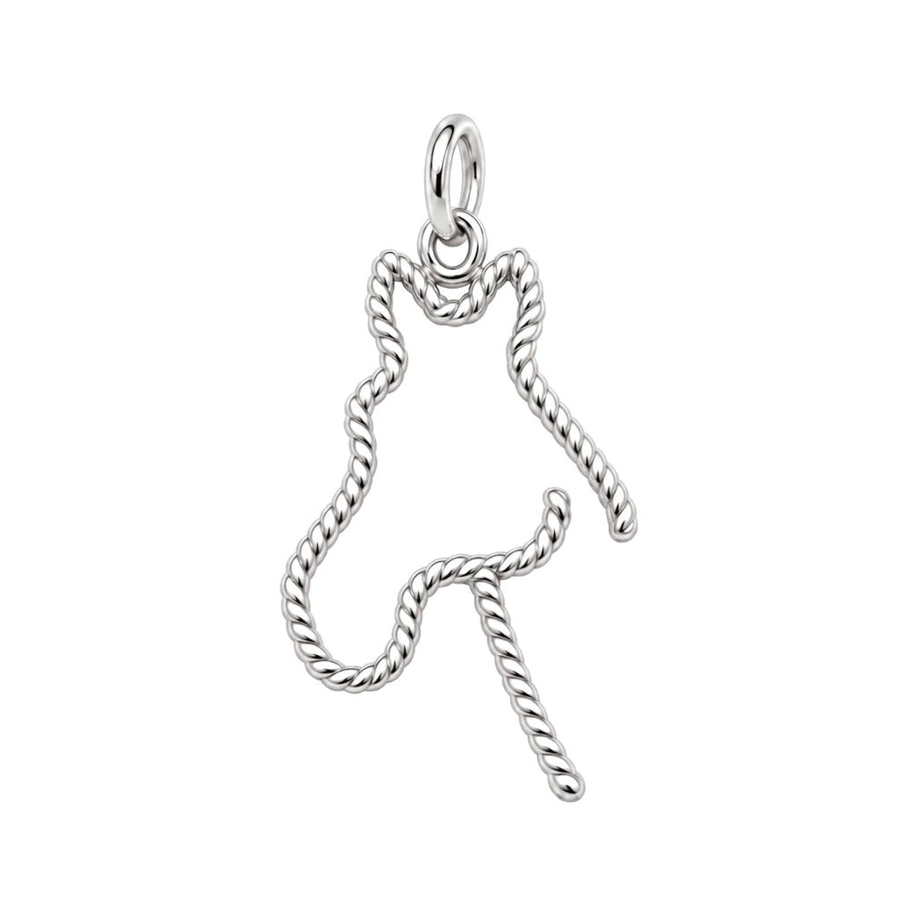 Braided Lasso Horse Charm Bracelet – Personalized Horse Mom Gift – silver charm, front view