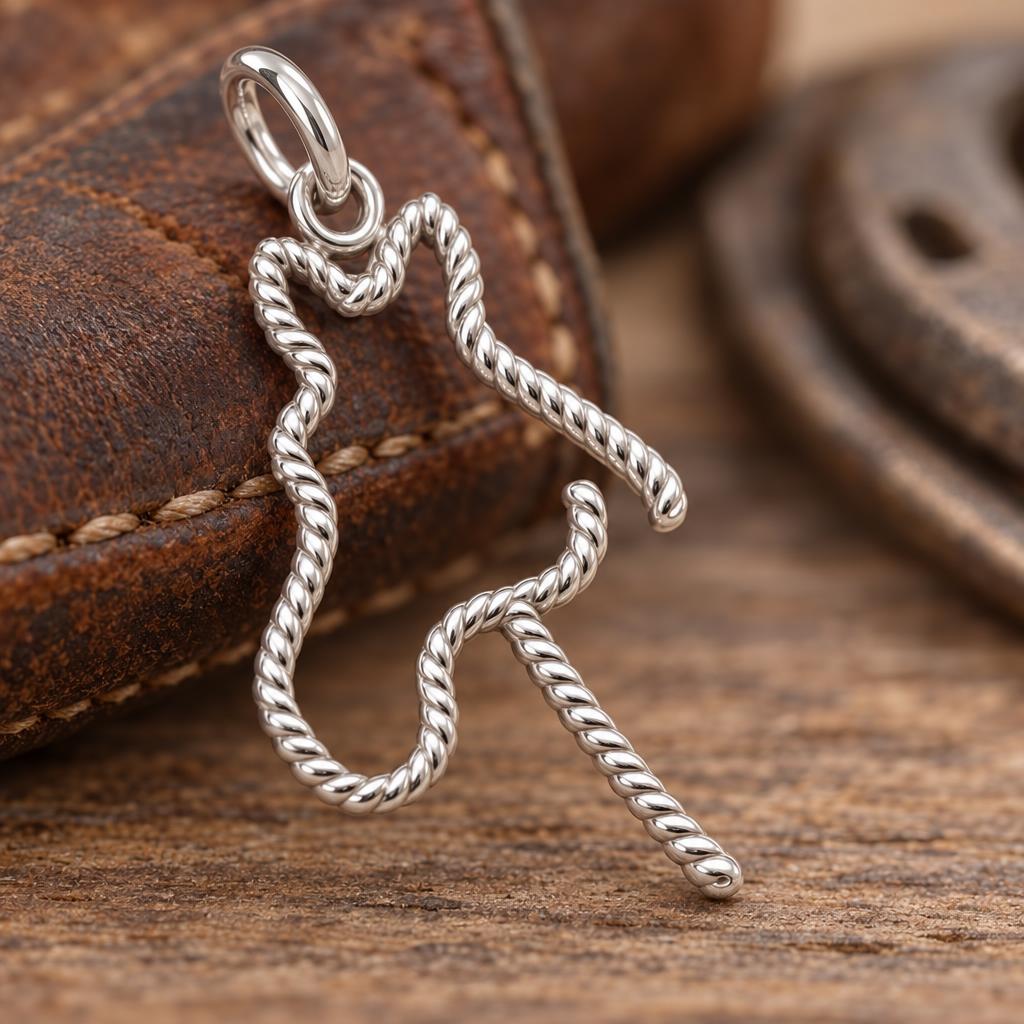 Braided Lasso Horse Charm Bracelet – Personalized Horse Mom Gift – macro detail of the charm