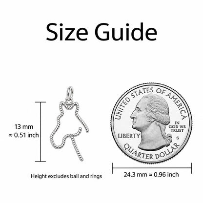 Braided Lasso Horse Charm Bracelet – Personalized Horse Mom Gift – size guide, 13 mm charm next to a quarter