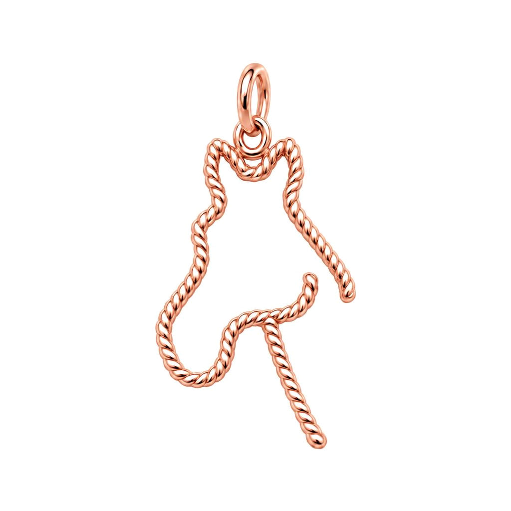 Braided Lasso Horse Charm Bracelet – Personalized Horse Mom Gift – rose gold charm, front view