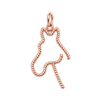 Braided Lasso Horse Charm Bracelet – Personalized Horse Mom Gift – rose gold charm, front view