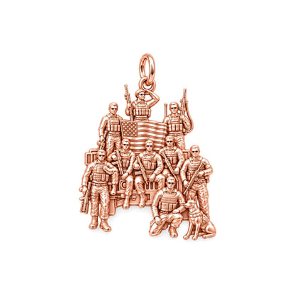 Brave Brotherhood Squad Charm Bracelet – Personalized Veteran Gift – rose gold charm, front view