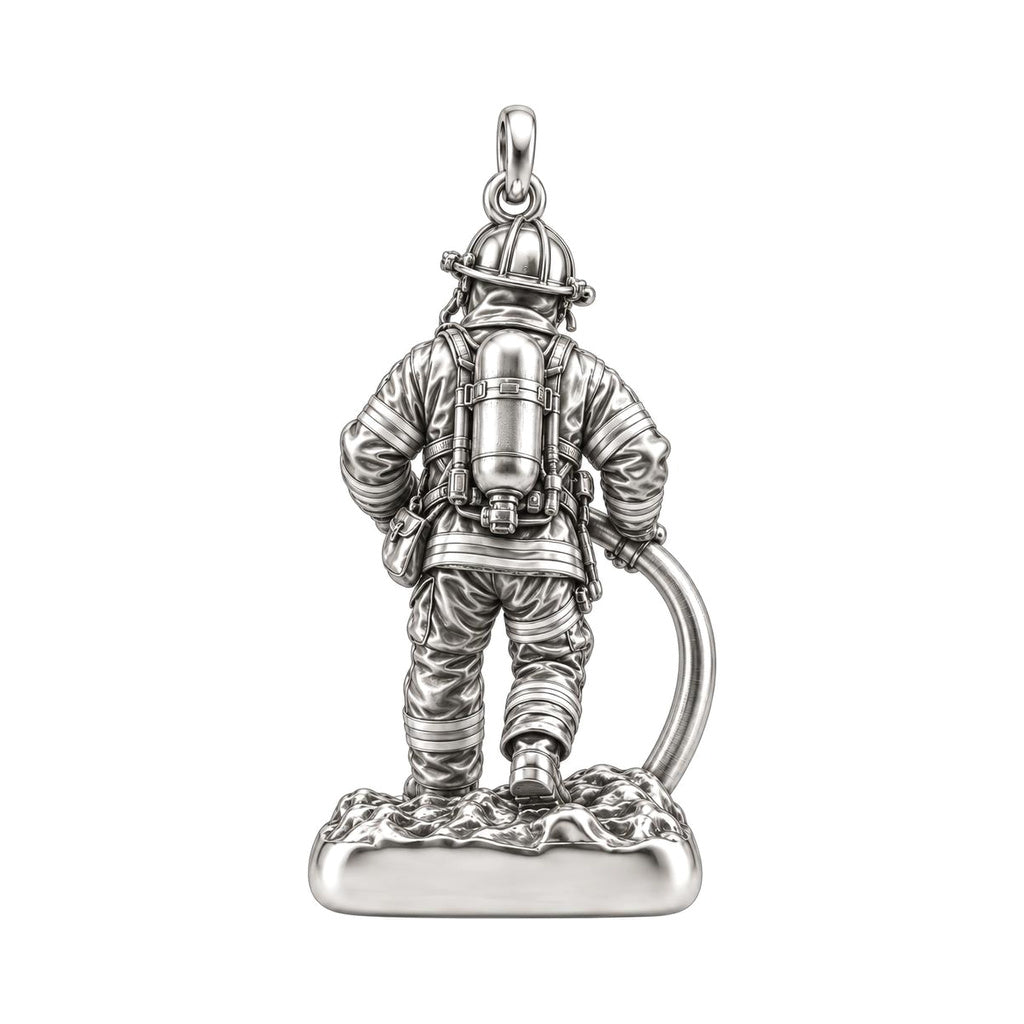 Brave Heart Firefighter Charm Bracelet – Personalized Hero Gift – back of the charm, engraving area