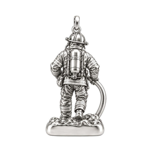 Brave Heart Firefighter Charm Bracelet – Personalized Hero Gift – back of the charm, engraving area