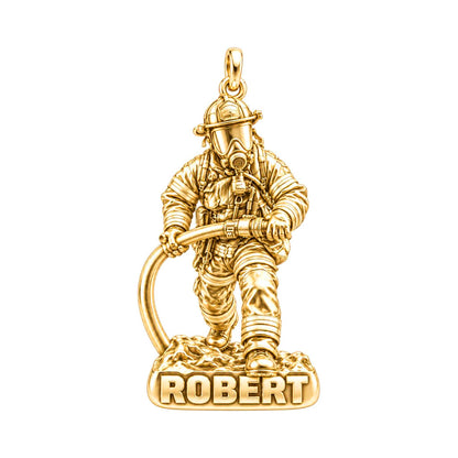 Brave Heart Firefighter Charm Bracelet – Personalized Hero Gift – 18K gold charm, front view