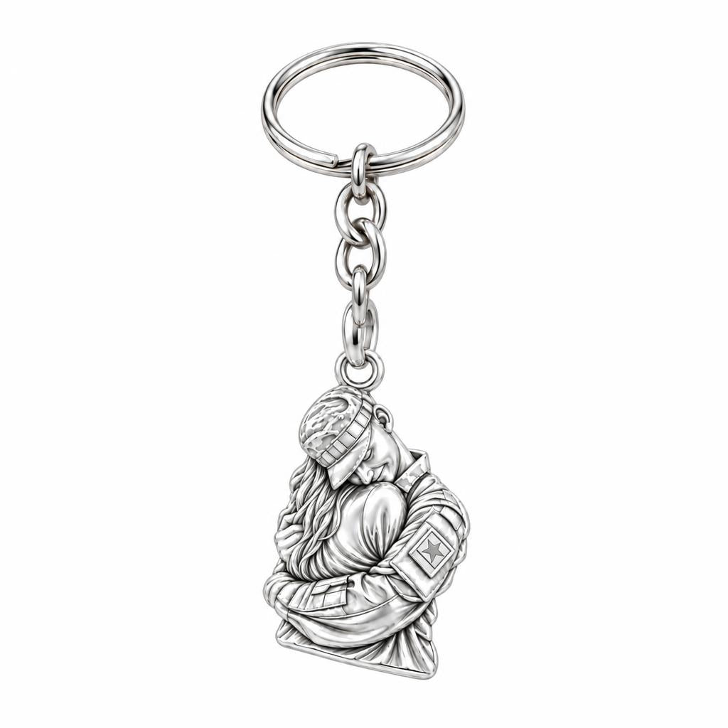 Brave Heart Homecoming Charm Keychain – silver, front view