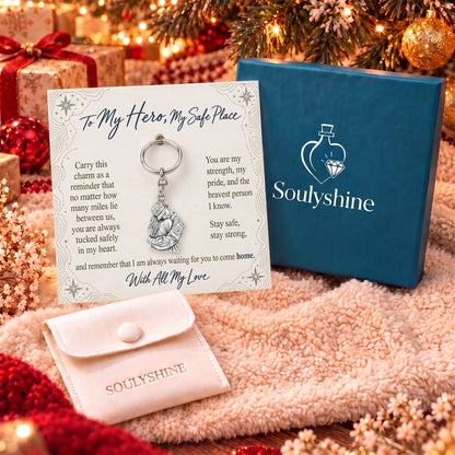 Brave Heart Homecoming Charm Keychain – gift box with the message card
