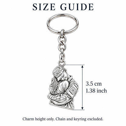 Brave Heart Homecoming Charm Keychain – size guide, 3.5 cm (1.38 in) charm, chain and keyring excluded
