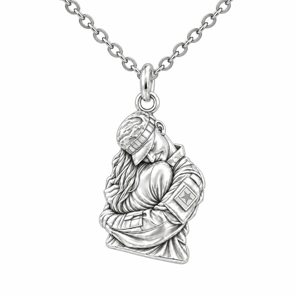 Brave Heart Homecoming Charm Necklace Set – silver, front view