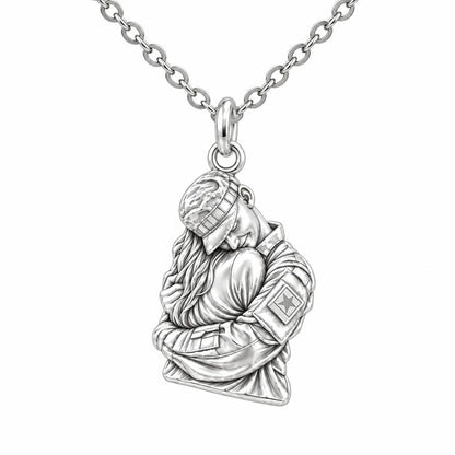 Brave Heart Homecoming Charm Necklace Set – silver, front view
