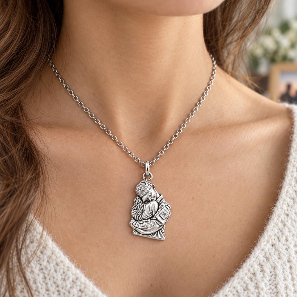 Brave Heart Homecoming Charm Necklace Set – worn / in use