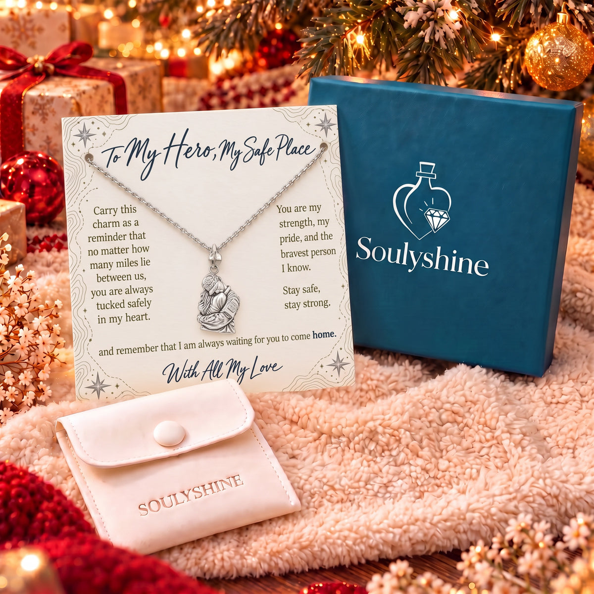 Brave Heart Homecoming Charm Necklace Set – gift box with the message card