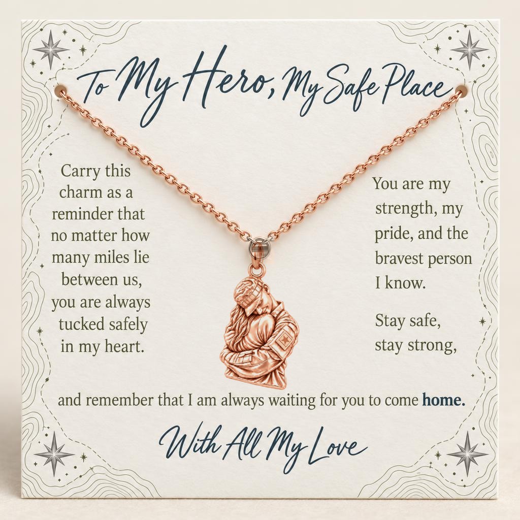 Brave Heart Homecoming Charm Necklace Set – rose gold, on its message card