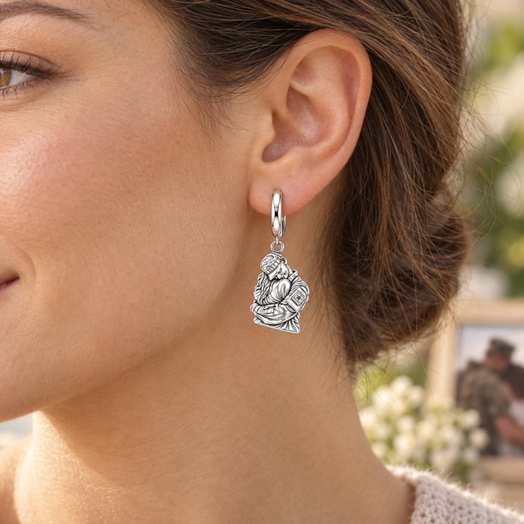 Brave Heart Homecoming Huggie Charm Earrings – worn / in use
