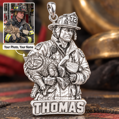 Brave Rescue Hero Charm Bracelet – Personalized Firefighter Gift – macro detail of the charm