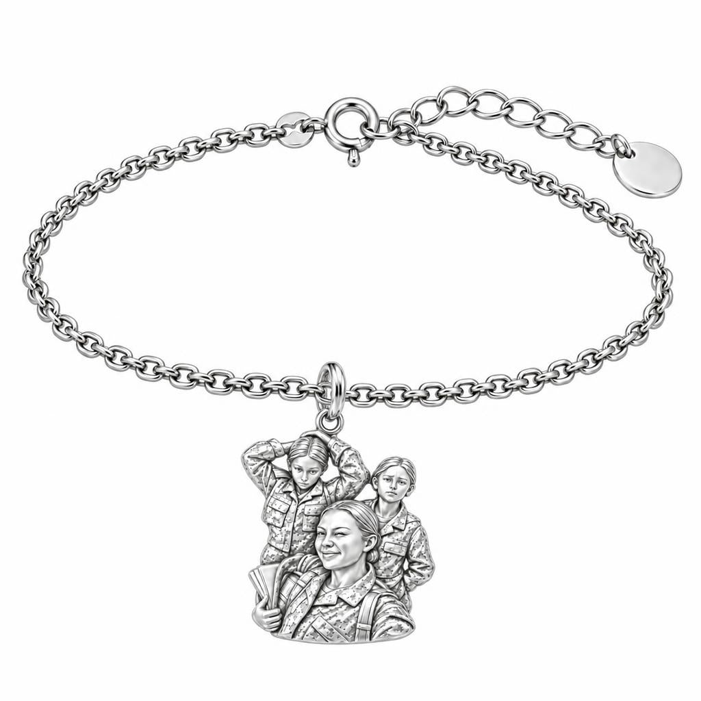 Brave Service Sisters Charm Bracelet Set – silver, front view