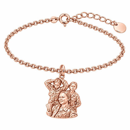 Brave Service Sisters Charm Bracelet Set – rose gold, front view