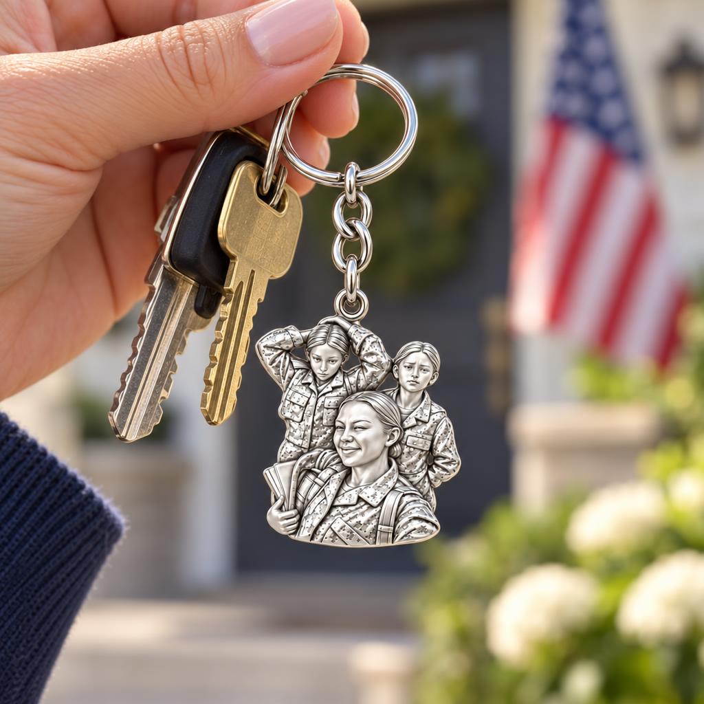 Brave Service Sisters Charm Keychain – worn / in use