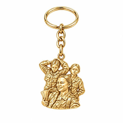Brave Service Sisters Charm Keychain – 18K gold, front view