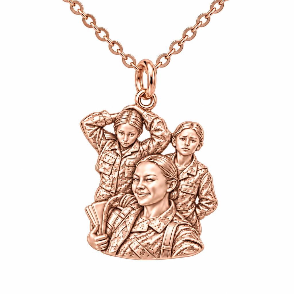 Brave Service Sisters Charm Necklace Set – rose gold, front view