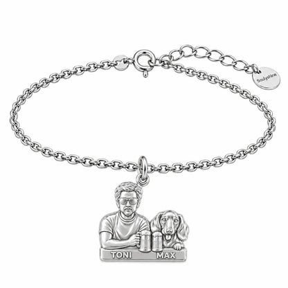 Brews and Best Friends Charm Bracelet Set – silver, front view