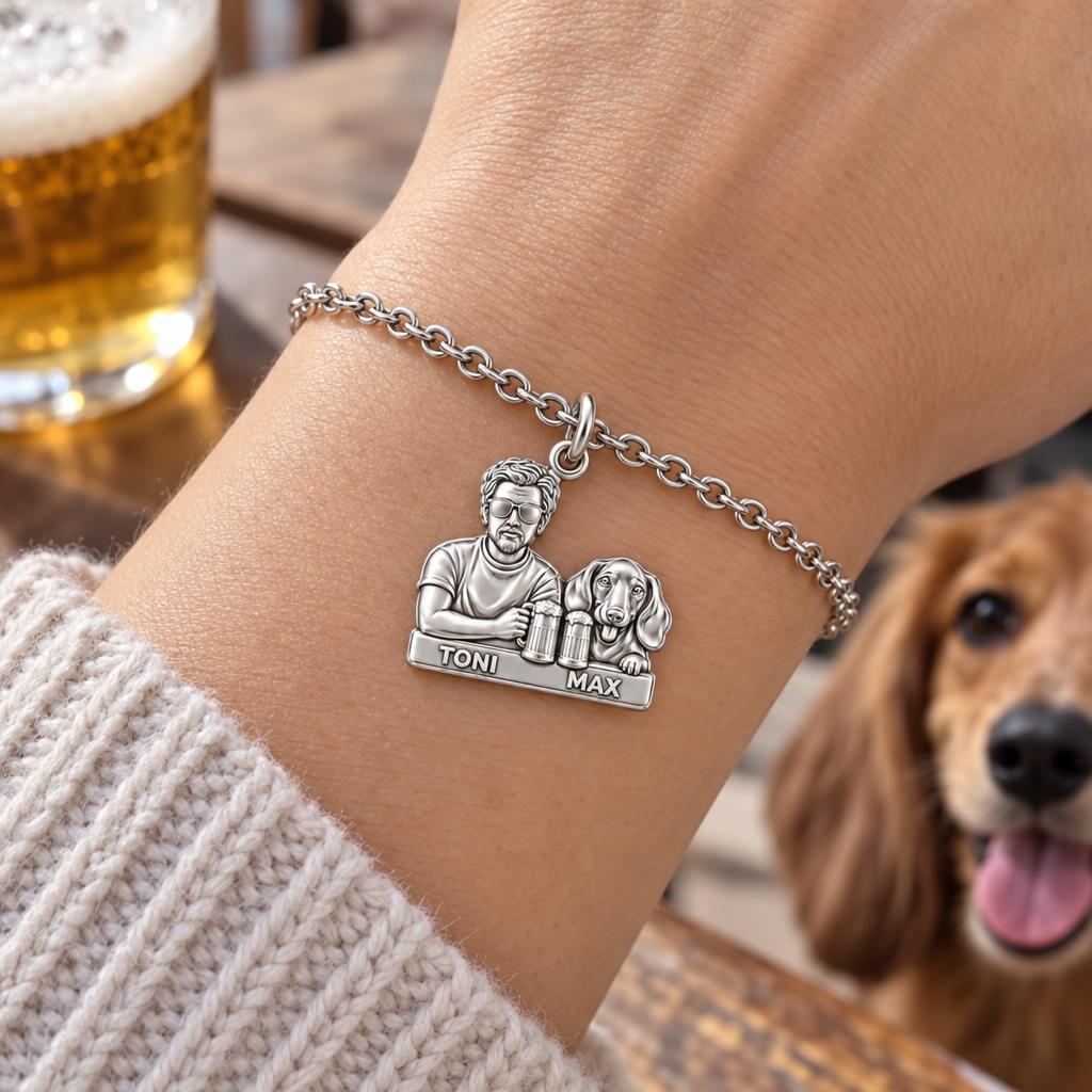 Brews and Best Friends Charm Bracelet Set – worn / in use