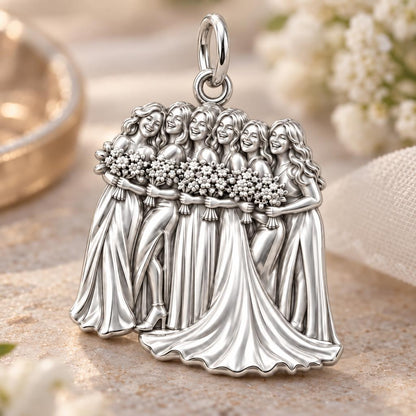 Bridal Party Portrait Charm Bracelet – Personalized Bride Gift – macro detail of the charm