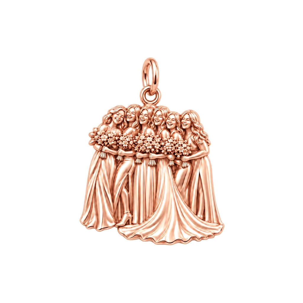 Bridal Party Portrait Charm Bracelet – Personalized Bride Gift – rose gold charm, front view