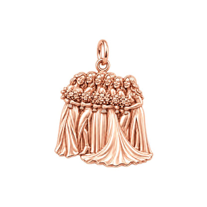 Bridal Party Portrait Charm Bracelet – Personalized Bride Gift – rose gold charm, front view