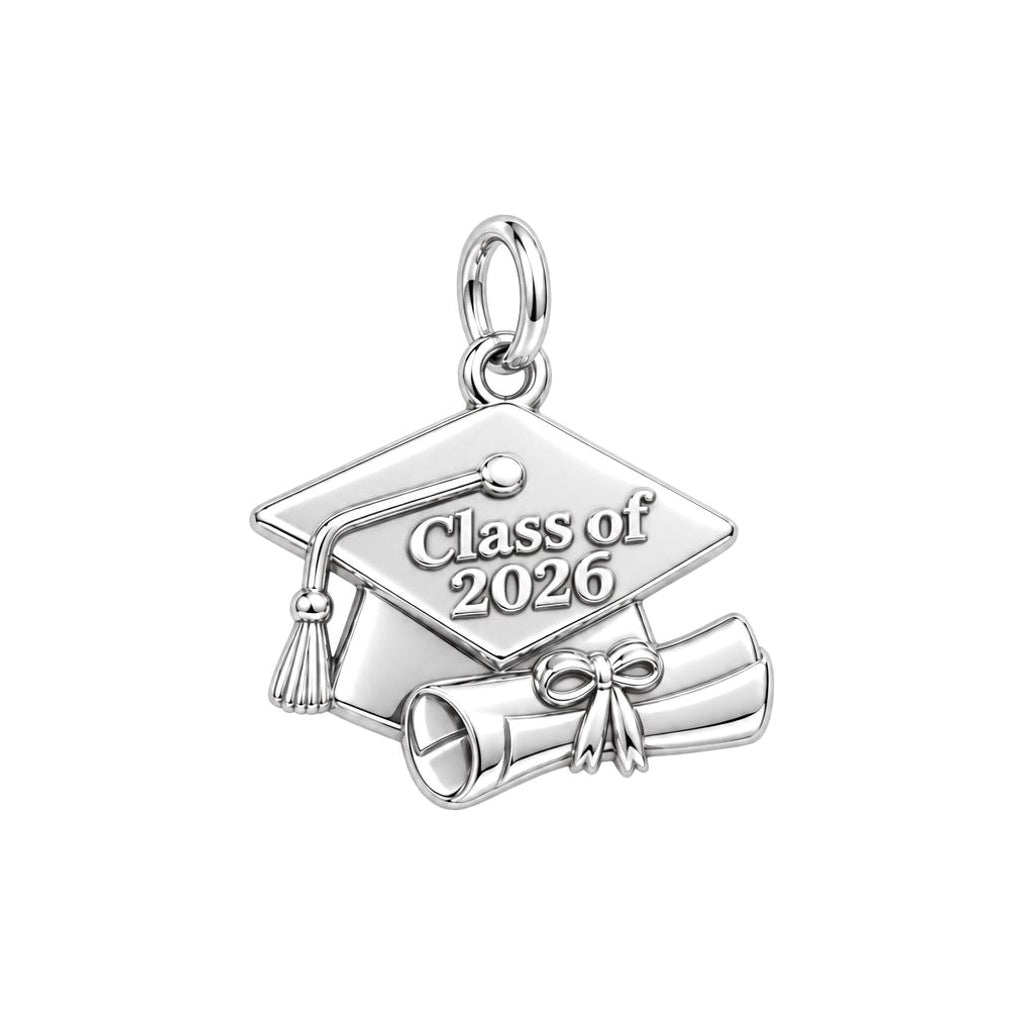 Bright Future Diploma Charm Bracelet – Personalized Grad Gift – silver charm, front view