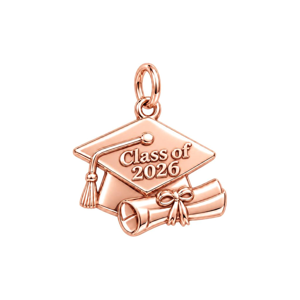 Bright Future Diploma Charm Bracelet – Personalized Grad Gift – rose gold charm, front view