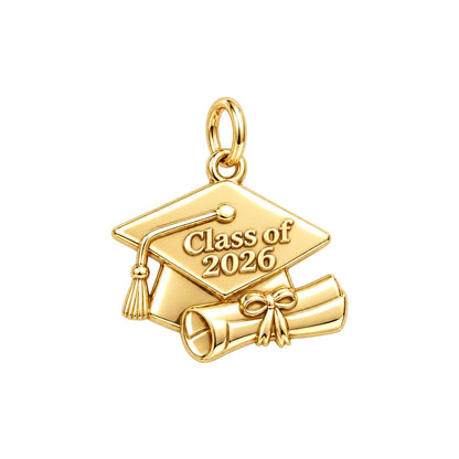 Bright Future Diploma Charm Bracelet – Personalized Grad Gift – 18K gold charm, front view