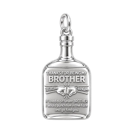 Brother Fist Bump Charm Bracelet – Personalized Brother Gift – silver plated 3 cm charm, front view