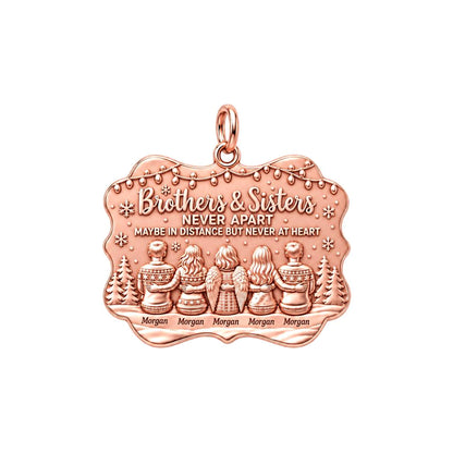 Brothers and Sisters Charm Bracelet – Personalized Sibling Gift – rose gold 3 cm charm, front view