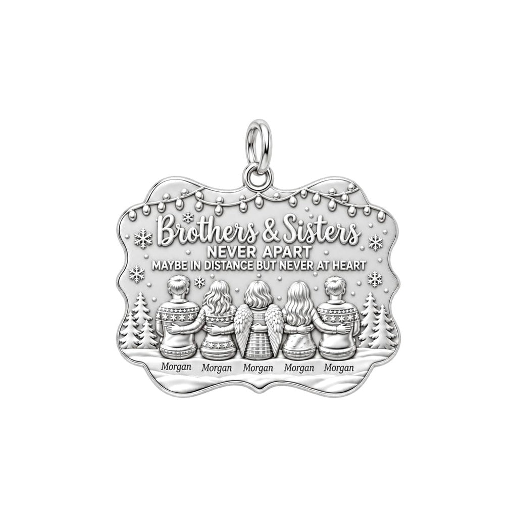 Brothers and Sisters Charm Bracelet – Personalized Sibling Gift – silver plated 3 cm charm, front view