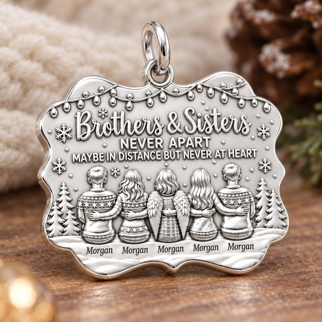 Brothers and Sisters Charm Bracelet – Personalized Sibling Gift – macro detail of the charm
