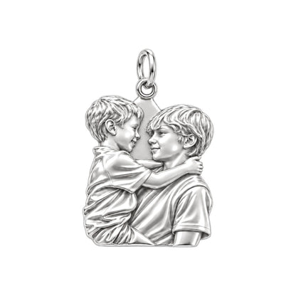 Brothers Eternal Hug Charm Bracelet – Personalized Mom Gift – silver charm, front view