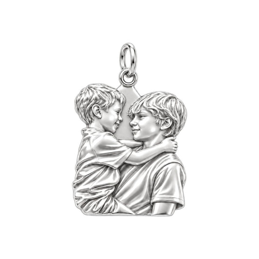 Brothers Eternal Hug Charm Bracelet – Personalized Mom Gift – silver charm, front view