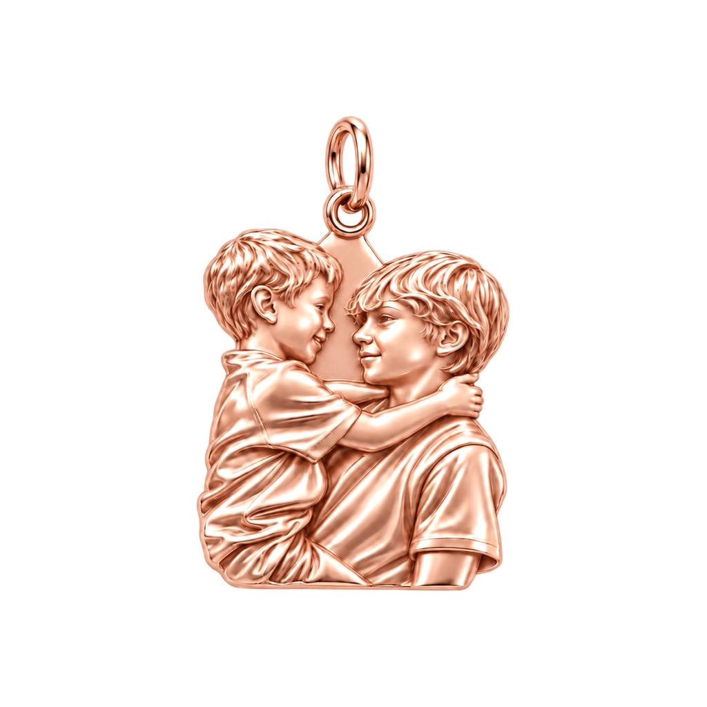 Brothers Eternal Hug Charm Bracelet – Personalized Mom Gift – rose gold charm, front view