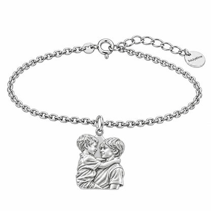 Brothers Eternal Hug Charm Bracelet Set – silver, front view