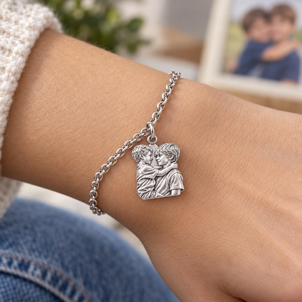 Brothers Eternal Hug Charm Bracelet Set – worn / in use