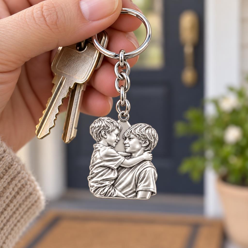 Brothers Eternal Hug Charm Keychain – worn / in use