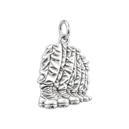 Brothers in Arms Boots Charm Bracelet – Personalized Veteran Gift – silver charm, front view
