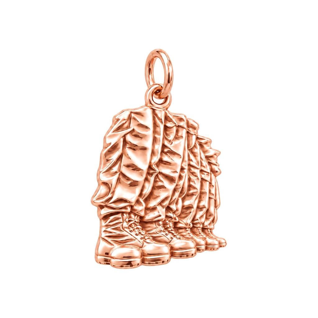 Brothers in Arms Boots Charm Bracelet – Personalized Veteran Gift – rose gold charm, front view