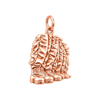 Brothers in Arms Boots Charm Bracelet – Personalized Veteran Gift – rose gold charm, front view
